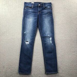 GAP 1969 Womens Size 28 Real Straight Distressed Low Rise Stretch Denim Jeans‎